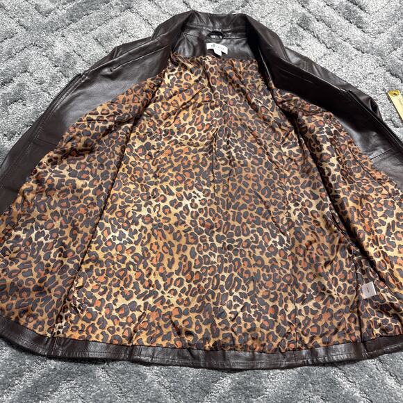 Denim & Co D&CO Leather Ladies Brown Motorcycle Jacket, Size M, Style A201535 - Picture 15 of 15